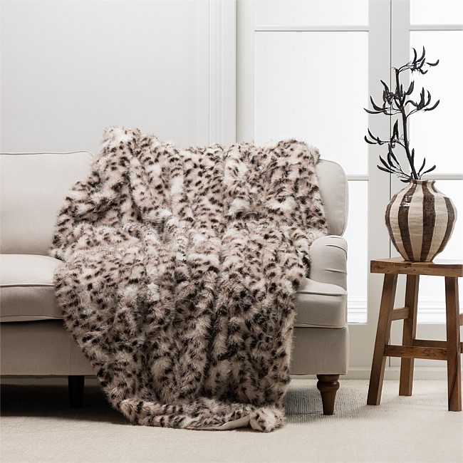 Design Republique Snow Leopard Faux Fur Blanket