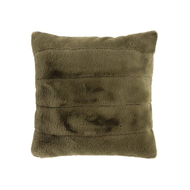 Design Republique Emerson Stripe Faux Fur Olive Cushion 