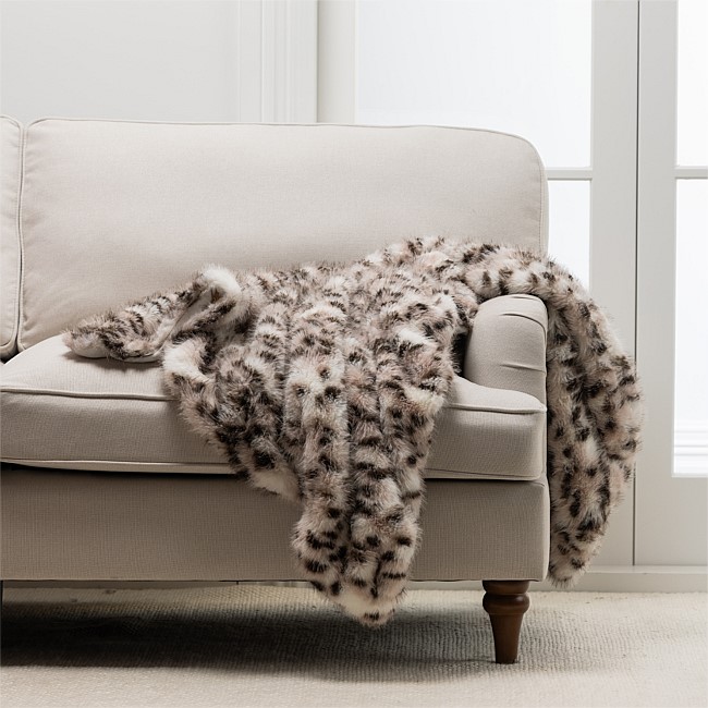Design Republique Snow Leopard Faux Fur Throw