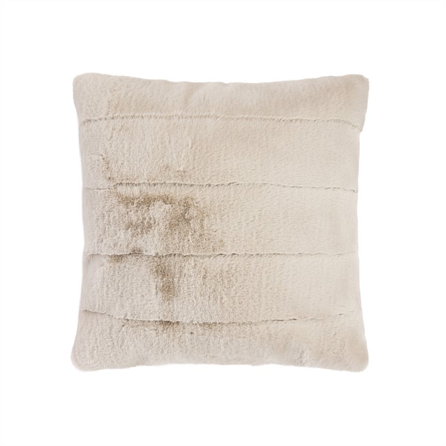 Design Republique Emerson Stripe Faux Fur Natural Cushion 55 × 55cm 