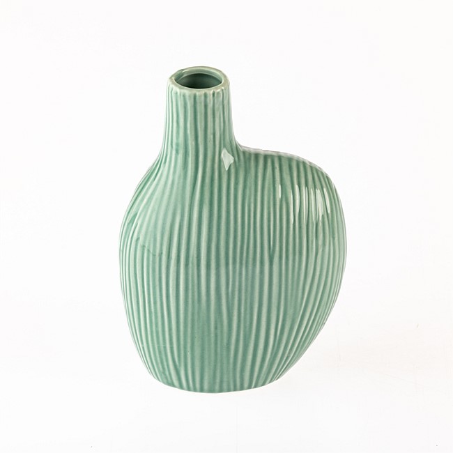 Marlo Kayla Ribbed Green Vase