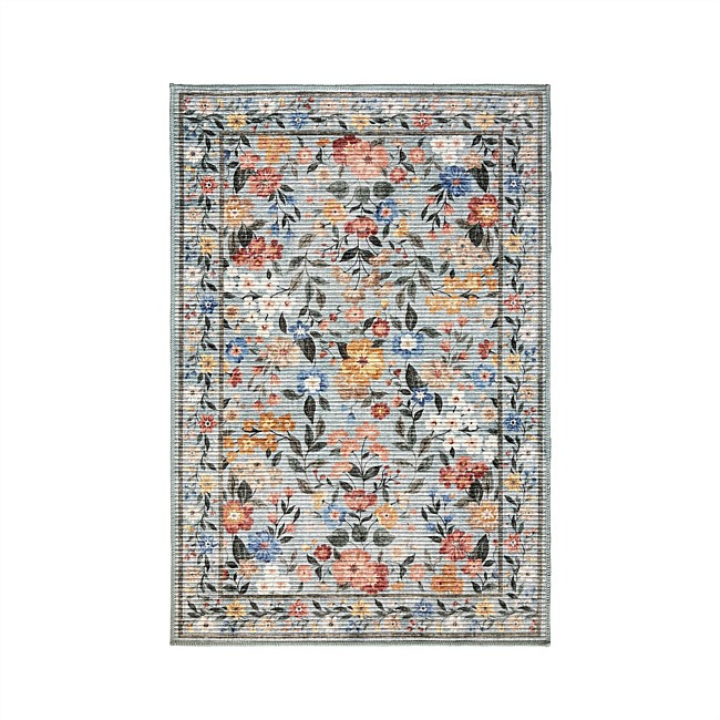 Home Co. Soft Ribbed Riley Rug Faded Blue 120 x 180cm Home Co. Soft Ribbed Riley Rug Faded Blue 120 x 180cm