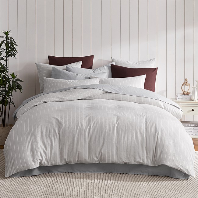 Fieldcrest Stonewashed 100% Cotton Mist Stripe Duvet Cover Fieldcrest Stonewashed 100% Cotton Mist Stripe Duvet Cover
