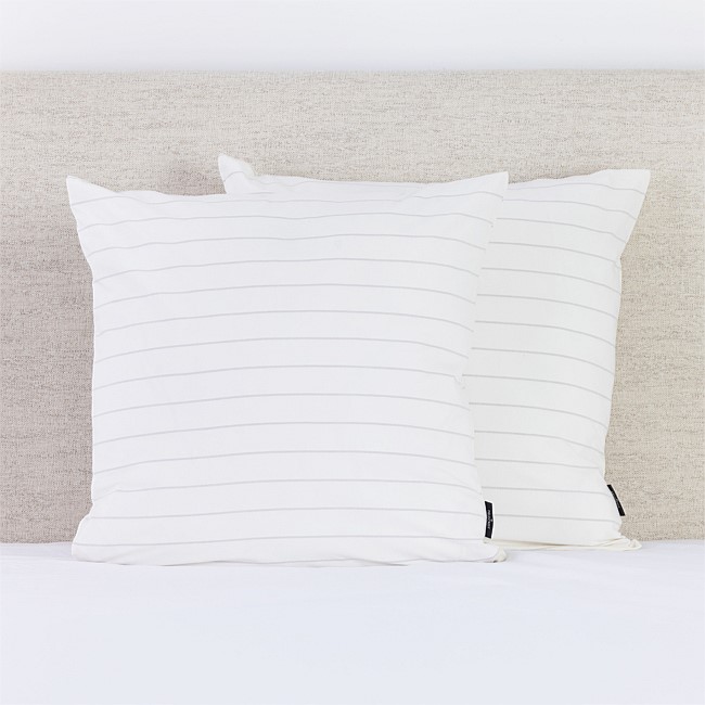 Fieldcrest Stonewashed Cotton Grey Stripe European Pillowcase Pair