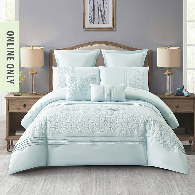Solace Amelia 7 Piece Comforter Set Ice Blue Solace Amelia 7 Piece Comforter Set Ice Blue