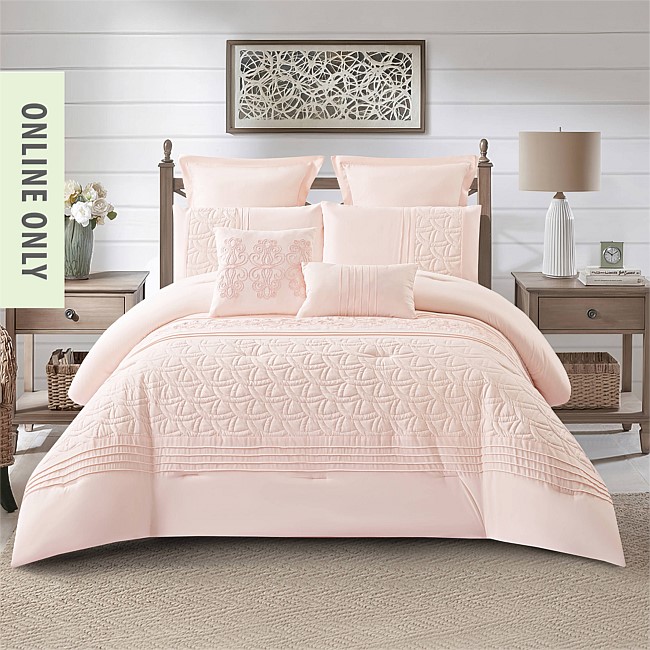 Solace Amelia 7 Piece Comforter Set Nude Blush Solace Amelia 7 Piece Comforter Set Nude Blush