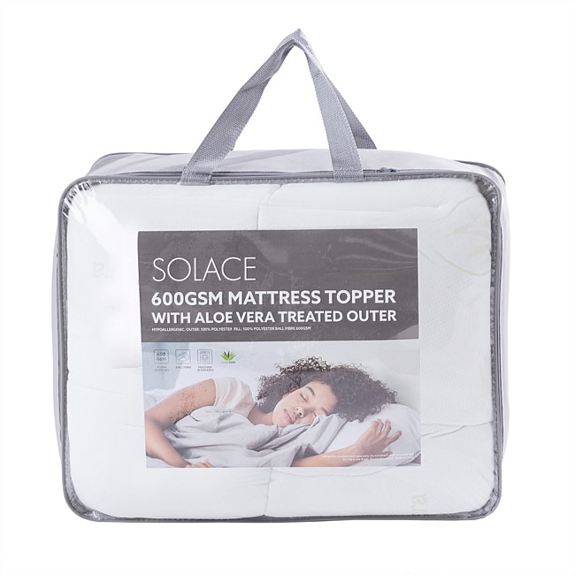 Solace 600gsm Mattress Topper With Aloe Vera Treated Outer 
