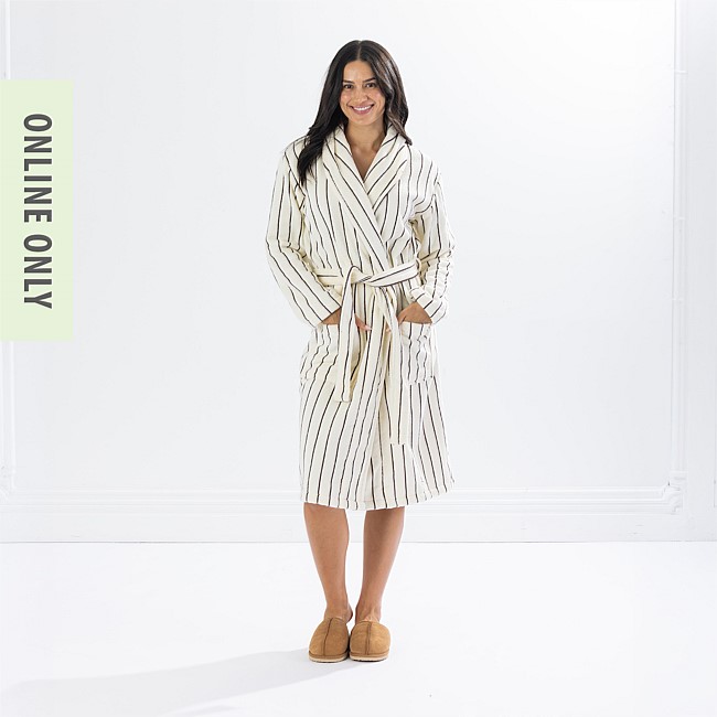 Amparo Misty Stripe Towelling Bathrobe 