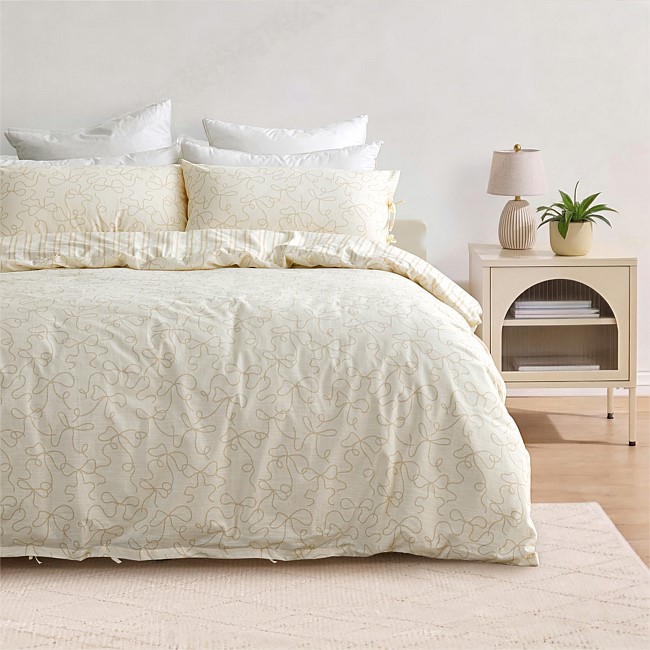 Marlo Bows Reversible Cotton Duvet Cover Set Marlo Bows Reversible Cotton Duvet Cover Set