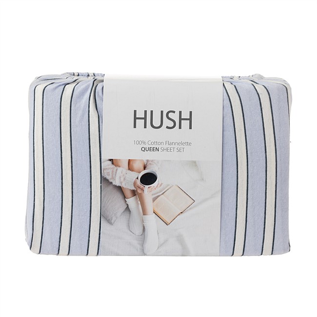 Hush Blue Stripe Flannelette Sheet Set Hush Blue Stripe Flannelette Sheet Set