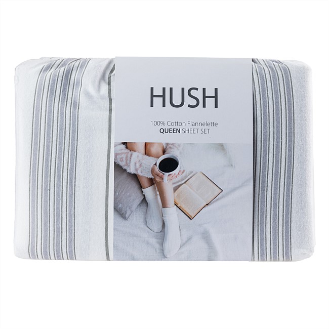 Hush Grey Stripe Cotton Flannelette Sheet Set Hush Grey Stripe Cotton Flannelette Sheet Set