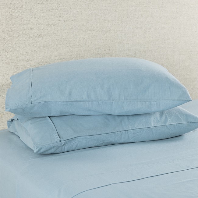 Hush Plain Blue Flannelette Pillowcase Pair Hush Plain Blue Flannelette Pillowcase Pair