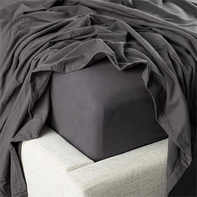 Hush Plain Coal Fitted Flannelette Sheet Hush Plain Coal Fitted Flannelette Sheet