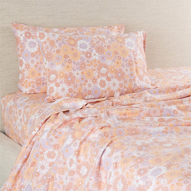 Hush Boho Floral Flat Flannelette Sheet 