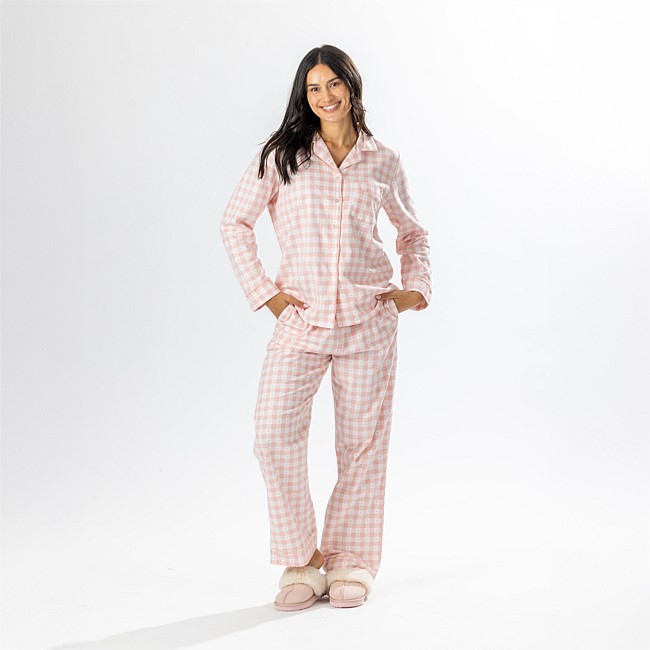 bb&b Sleep Pink Gingham Flannelette PJ Set bb&b Sleep Pink Gingham Flannelette PJ Set
