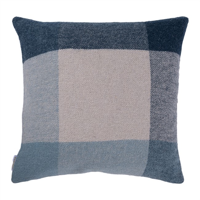 Woolrest New Zealand Wool Check Cushion Blue Woolrest New Zealand Wool Check Cushion Blue