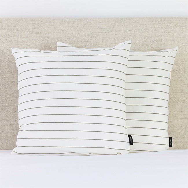 Fieldcrest Stonewashed Cotton Green Stripe European Pillowcase Pair Fieldcrest Stonewashed Cotton Green Stripe European Pillowcase Pair