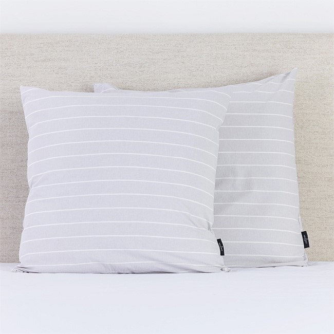 Fieldcrest Stonewashed Cotton Mist Stripe European Pillowcase Pair
