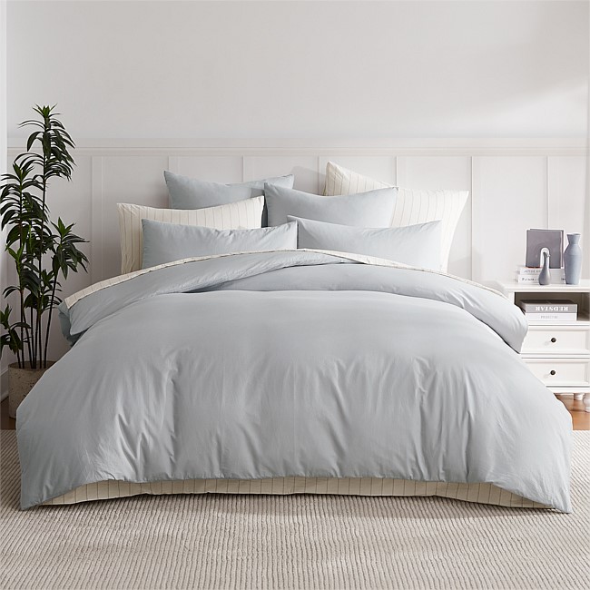 Fieldcrest Stonewashed 100% Cotton Mist Duvet Cover Set Fieldcrest Stonewashed 100% Cotton Mist Duvet Cover Set