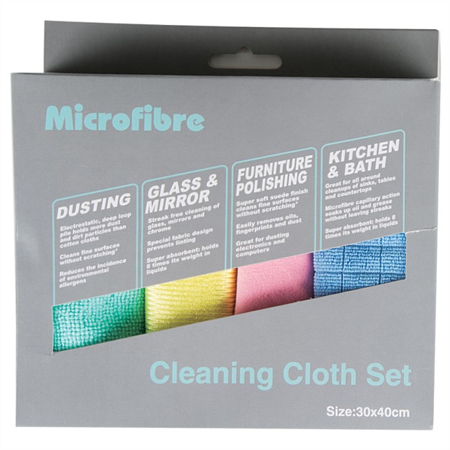 Microfibre 4pk Cleaning Cloth Set