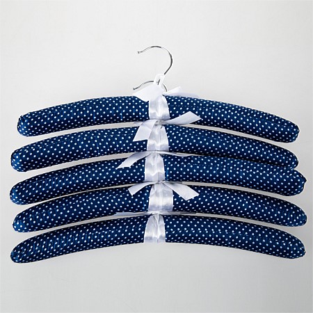 Home Essentials Padded Hangers 5Pk Blue Spots