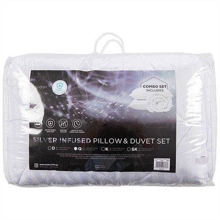 Ardor Silver Infused Pillow & Duvet Set