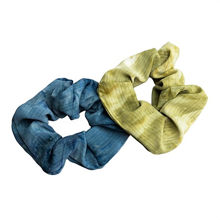 Grace & Gild 2 Pack Tie-Dye Scrunchie Blue/Green