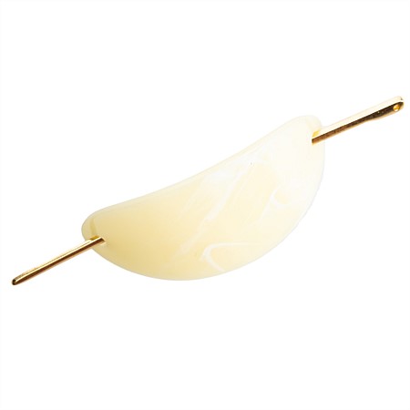 Grace & Gild Shell Clip With Pin White Marble 