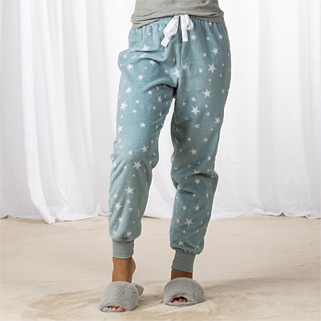 bb&b Sleep Fuzzy Stars Fleece Cuffed Pants Ocean