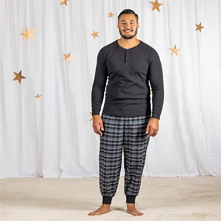 bb&b Sleep Mens Flannel Check Cuff Pants Ocean