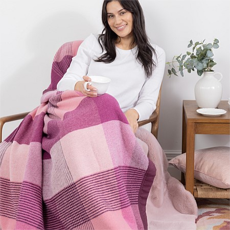 Woolrest NZ Wool Check Blanket Mulberry