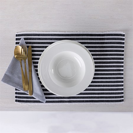 Ecoanthology Chester Recycled Ribbed Placemat Black & White