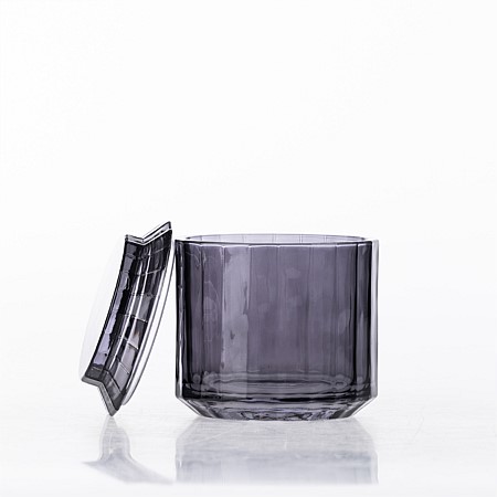 Design Republique Ribbed Glass Bathroom Jar & Lid