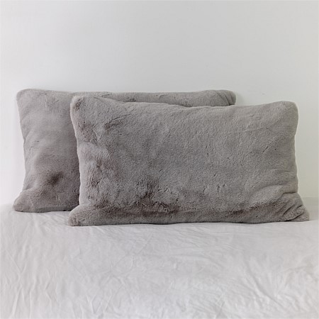 Design Republique Evelyn Faux Rabbit Fur Pillowcase Pair