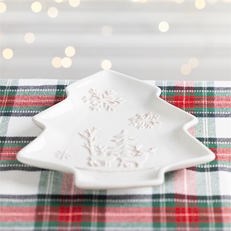 Christmas Wishes White Christmas Tree Platter Large