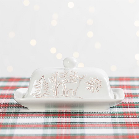 Christmas Wishes White Christmas Butter Dish