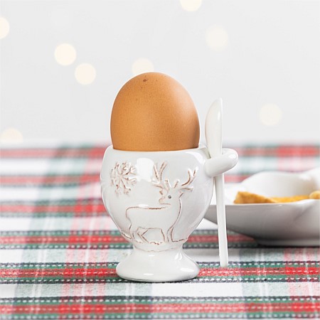 Christmas Wishes White Christmas Egg Holder & Spoon