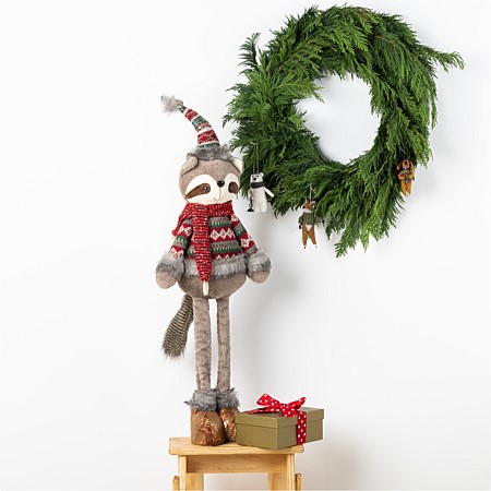 Christmas Wishes Extendable Racoon with Jumper 80cm