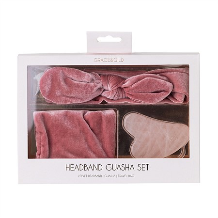 Grace & Gild Headband & Rose Quartz Guasha Set