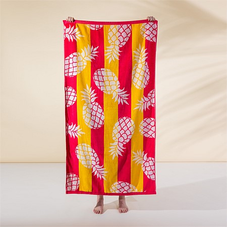 Seaside Supplies Double Jacquard Velour Pineapple Punch Beach Towel