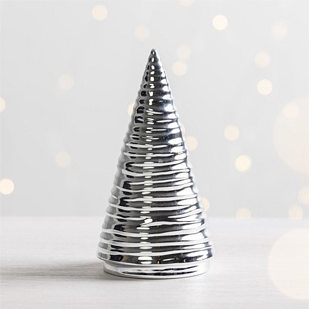 Christmas Wishes Silver Textured Ceramic Tree