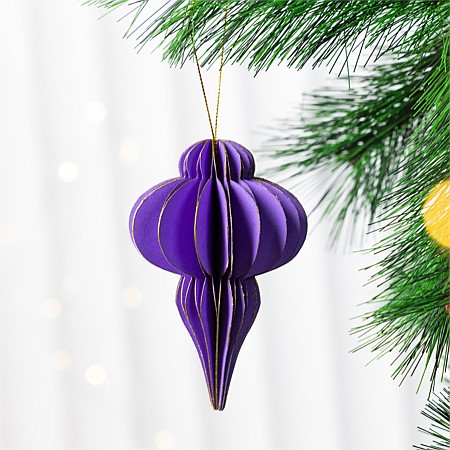 Christmas Wishes Purple Tear Drop Paper Hanging Decoration