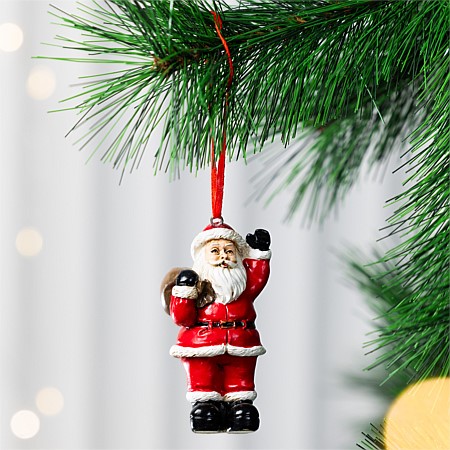 Christmas Wishes Santa With Santa Sack Hanging Tree Decoration