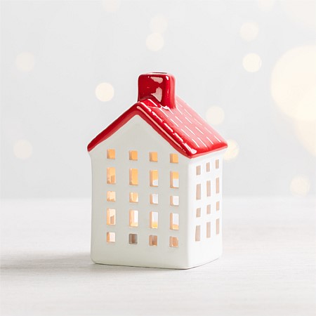 Christmas Wishes Red Tealight House Large