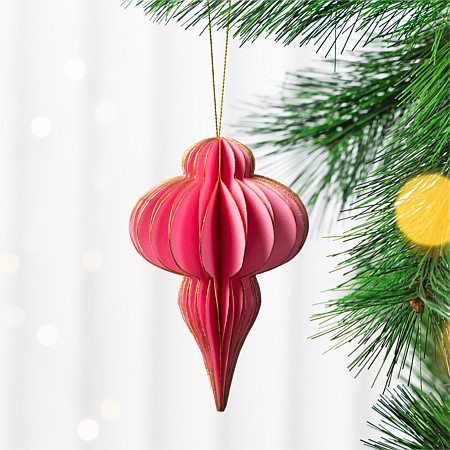 Christmas Wishes Pink Tear Drop Paper Hanging Decoration