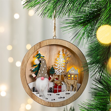 Christmas Wishes Shy Santa Circle Hanging Tree Decoration