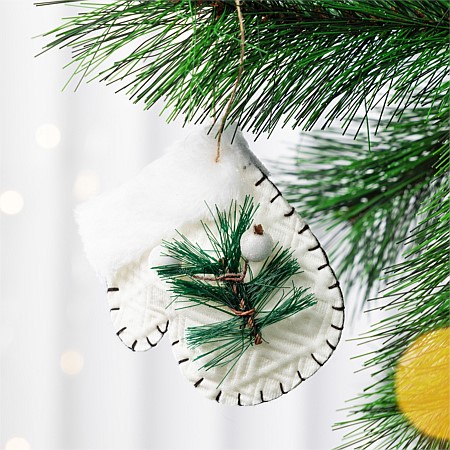 Christmas Wishes White Mitten Felt Hanging Decoration