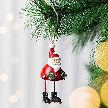 Christmas Wishes Red Metal Santa Hanging Tree Decoration 