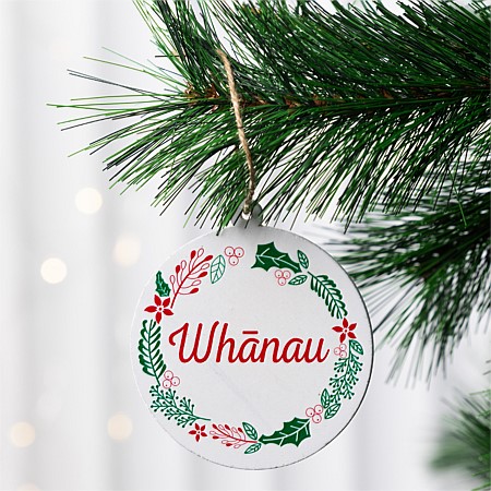 Christmas Wishes Circle Whānau Hanging Tree Decoration