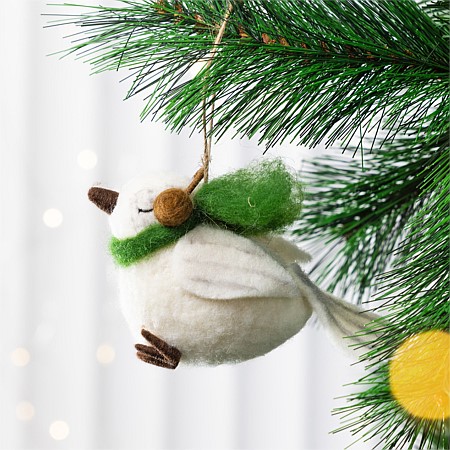 Christmas Wishes Turtle Dove Scarf Felt Hanging Decoration